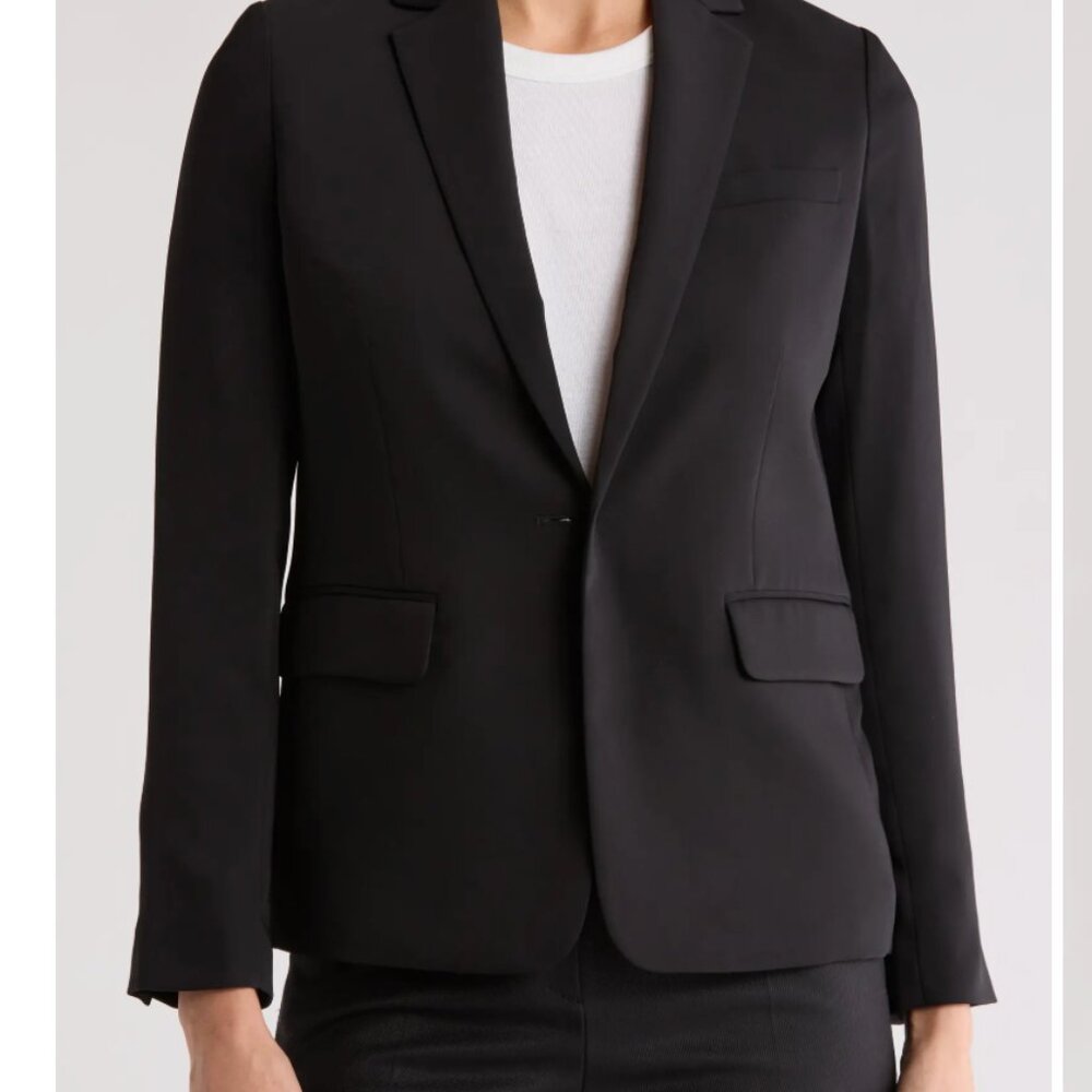 VINCE Concealed Closure Notch Lapel Blazer Black Size 14 NWT - Picture 3 of 14